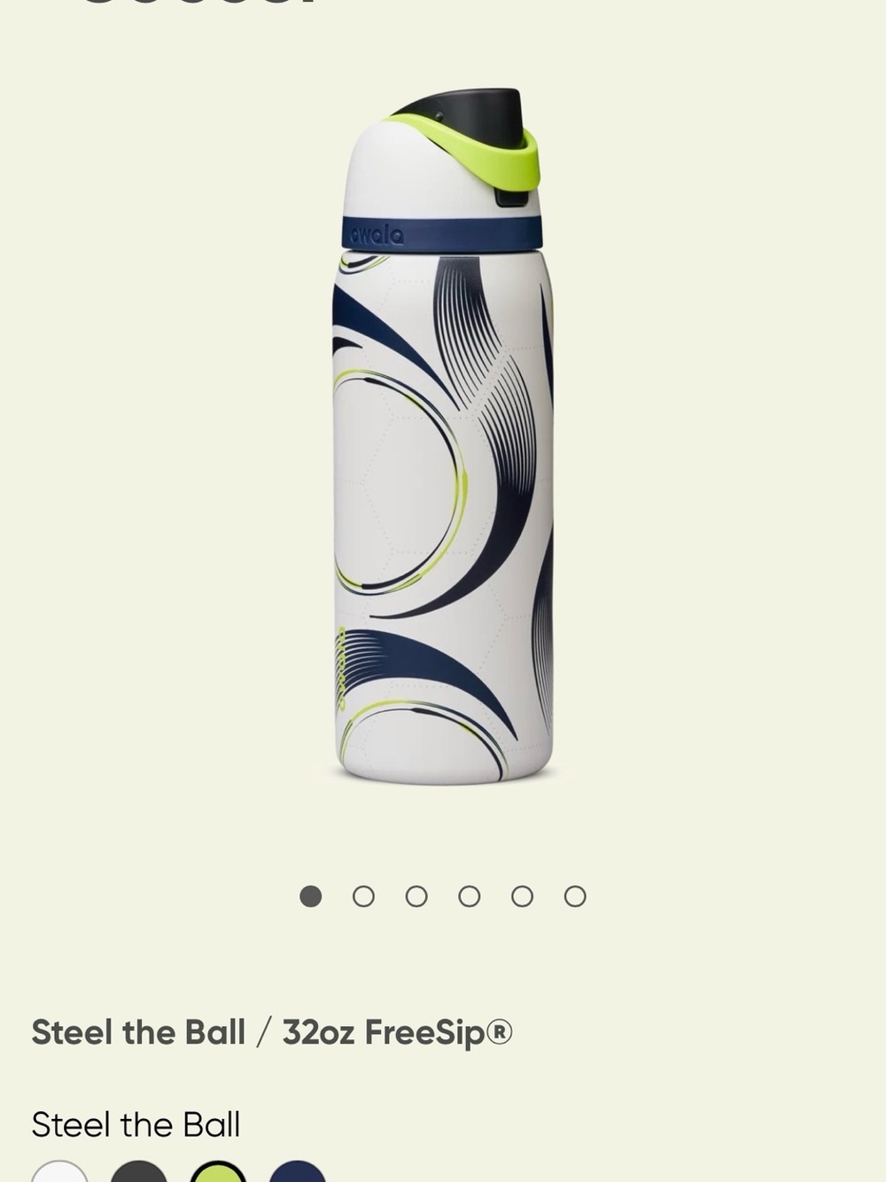32oz FreeSip® Insulated Sport Bottle - Steel the Ball (White/Navy/Chartreuse)